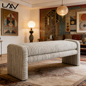 Banc de fin de lit en tissu rembourré avec structure en bois, design moderne et simple, pour salon de villa et chambre d'hôtel, mobilier - Product Image 6