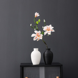 Vintage Brushed Texture Creative Ceramic Vase With Hydroponic Function for Living Room Faux Flower Display Home <b>Decor</b> - Product Image 1