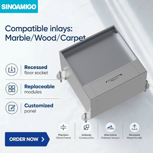 SINOAMIGO Cajas de Suelo Elevado, Tachuelas de Conexión para Suelo, Caja de Suelo con Revestimiento de Moqueta/Mármol/Madera - Product Image 1
