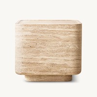 Table basse ovale en marbre travertin de style moderne avec un design unique en pierre Socle latéral Centre supérieur