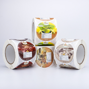 Étiquettes personnalisées pour aliments surgelés, autocollants en rouleau imperméables avec logo, adhésif BOPP de qualité congélation pour emballages de coupes et couvercles de crème glacée - Product Image 1