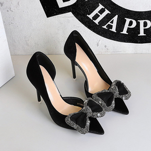 Chaussures à talons hauts de créateur italien pour femmes, pour les soirées, style nœud en strass, élégantes, glamour, en velours de haute qualité - Product Image 3