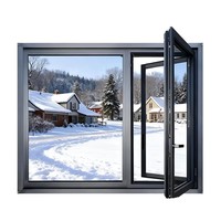 Ventana Moderna de Aluminio con Doble Acristalamiento, Diseño de Persiana Abatible de Acero Inoxidable para Hotel o Villa, con Certificación Energy Star y Vidrio Templado