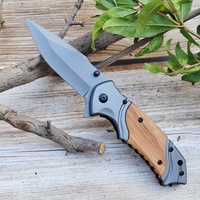 Couteau pliant de haute qualité en acier inoxydable titannisé, lame en bois d'olivier, couteau utilitaire de poche pour la survie en plein air, le camping, OEM
