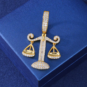 Gra bersertifikat mewah 925 perak murni Vvs Baguette Moissanite berlian es keluar skala keseimbangan liontin untuk pria wanita - Product Image 2