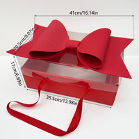 Caja de Regalo Transparente Reutilizable con Lazo Decorativo, Caja de Empaque Floral para Bodas, Logotipo de Marca Personalizado Disponible