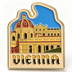 Vienna Historic Architecture Enamel <b>Pin</b> <b>Badge</b>-Gold Plated UV Printed Metal Travel Souvenir for for Father's Day - Product Image 1