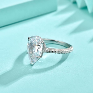 <span class=keywords><strong>GR63</strong></span> Bague de luxe en argent sterling 925 pour mariage, fiançailles, éternité, goutte d'eau, taille poire, CZ, pour les fêtes de femmes et de filles. - Product Image 2