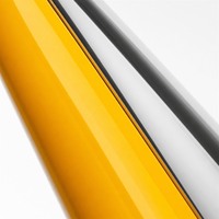 Sculpture abstraite cinétique moderne en acier inoxydable chromé orange, motif planche de surf en cluster, personnalisable, pour commande en gros et projets hôteliers