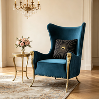Neuer Designer-Sessel im Amerikanischen Stil aus Beflocktem Stoff mit Metallgestell für Kleine Wohnzimmer, Studios, Apartments und Hotels