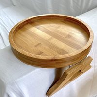 Plateau à clipser pour accoudoir de canapé en bambou naturel Table d'appoint pour télécommande et porte-boisson Plateau à clipser pour canapé