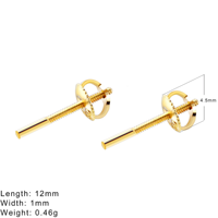 Accessoires de bijouterie fine : Pièce de fixation pour boucles d'oreilles à visser en or massif 18 carats (écrou et tige)