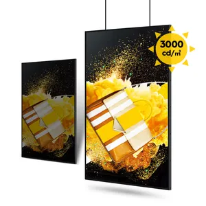 Layar penanda digital LCD tampilan menghadap jendela Semi luar ruangan monitor tampilan iklan Digital kecerahan ultra-tinggi 4000nits