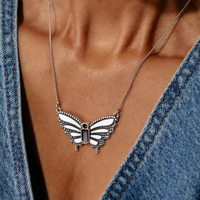 Collar ZSZL de Moda para Mujer, con Colgante de Acero Inoxidable, Chapado en Oro, con Forma de Alas de Ángel y Mariposa, con Circonitas y Cadena de Cuerda, para Aniversario