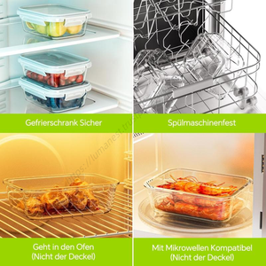 Juego de 24 Recipientes de Vidrio de Borosilicato para Almacenamiento de Alimentos, con Tapa, para Preparación de Comidas, Venta al Por Mayor - Product Image 3