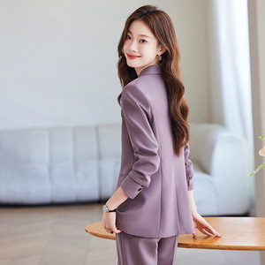 Purple Women's Suit Set Solid Color Polyester Anti-Wrinkle Professional Casual Wear Spring Autumn 2025 New Style - Product Image 4