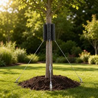 Système d'ancrage d'arbres à 3 pieds avec câble en acier robuste et coussinets de protection du tronc pour arbres nouvellement plantés