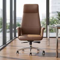 Chaise de bureau de direction en cuir de luxe confortable avec dossier haut réglable et pivotant sur mesure