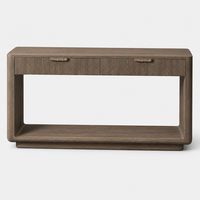 Console en bois massif unique avec 2 tiroirs à fermeture douce, faite à la main, pour l'aménagement intérieur de maisons et villas