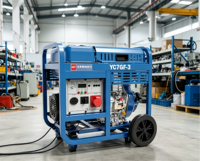 Générateur diesel portable Yuchai 7 kW, 8 kW max, démarrage électrique, 230 V/400 V, châssis ouvert, silencieux, 50/60 Hz, AVR, roues, YC7GF-3
