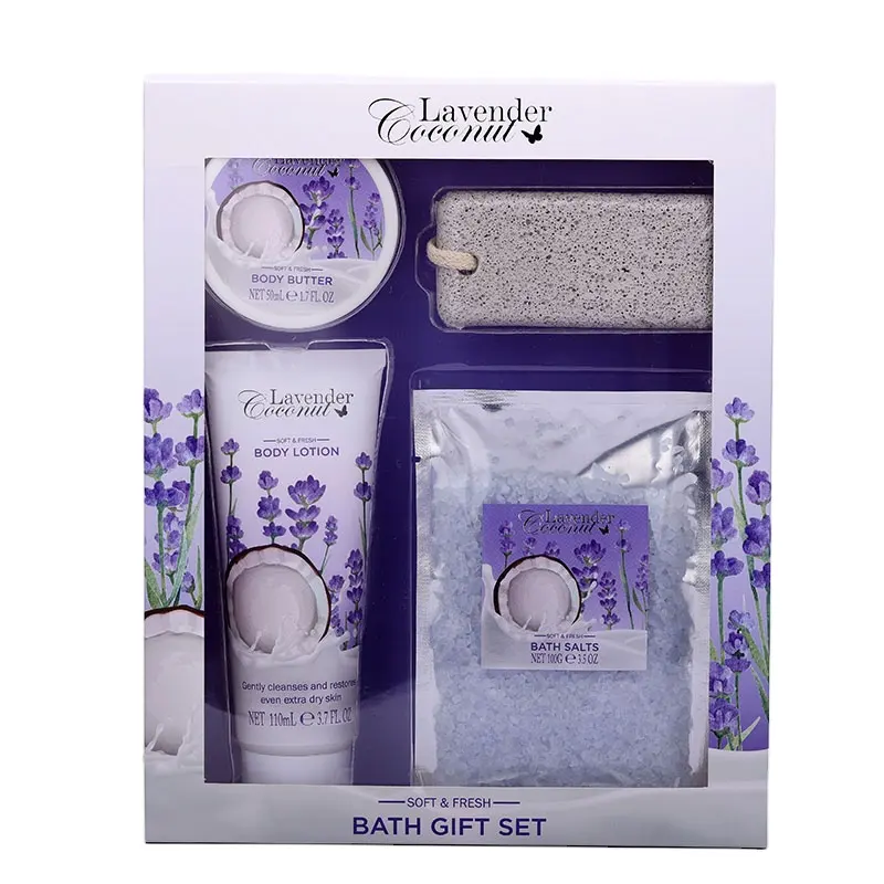 high quality custom body scrub oil lotion bath salt lavender bath spa accessories set