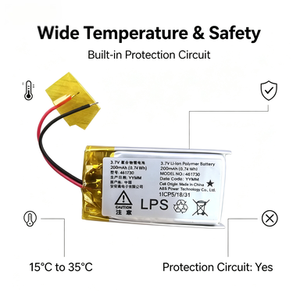แบตเตอรี่ลิเธียมโพลิเมอร์ 3.7V 200mAh 0.74Wh รุ่น 467130 สำหรับลำโพงบลูทูธแบบพกพา - Product Image 4