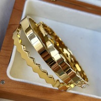 Bracelet tendance pour femme, en acier inoxydable massif, plaqué or 18 carats, anti-ternissement, avec zircon en forme de losange et de serpent
