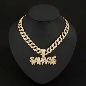 Tùy chỉnh cung cấp đồ trang sức đầy đủ kim cương thư savagek Mặt dây chuyền Hip Hop đường Dance hộp đêm Vòng cổ Cuban Vòng cổ - Product Image 2