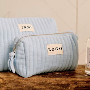 Pochette de maquillage personnalisée avec <span class=keywords><strong>logo</strong></span>, pour femmes, mignonne, petite, de voyage, en coton biologique doux, en velours matelassé, avec fermeture éclair, grande taille - Product Image 5