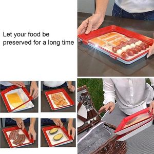 Contenedor Apilable Plano y Delgado de un Solo Nivel, Reutilizable y Adhesivo, para Conservación de Alimentos Frescos, Bandeja de Almacenamiento para Verduras y Frutas - Product Image 6