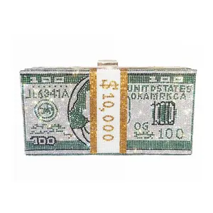 Túi Thời Trang 100 Đô La Vàng Hồng Túi Đựng Tiền Điện Thoại Đính Đá Lấp Lánh Pha Lê Ví Cầm Tay Cho Nữ