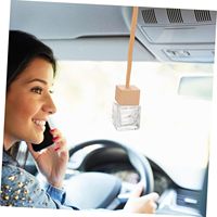 Diffuseur de parfum pour voiture en verre suspendu de 8 ml avec bouchon couronne, liquide aromatique, transparent, design en bois sérigraphié
