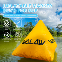 Bouée flottante gonflable portable, bouée de marquage à 3 ailettes pour la course de SUP sur les lacs et les rivières, durable, jaune, forme pyramide