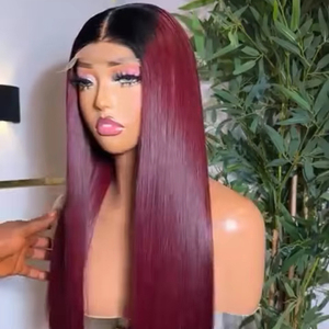 วิกผมบ๊อบยาวแบบโปร่งใส 26 นิ้ว สี 1B/99J  ทำจากผมเวียดนามแท้ ความหนาแน่น 250%  แบบ Double Drawn  พร้อมเชือกผูกด้านหน้าแบบ 5x5 - Product Image 2