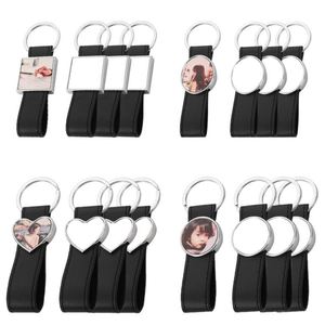 Customize Photo <b>Blank</b> Metal Keychain DIY Sublimation PU Leather <b>Key</b> Chain - Product Image 1