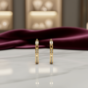 Boucles d'oreilles créoles de luxe en or massif 18 carats avec sertissage de strass en cristal pour femme, à porter au quotidien - Product Image 2