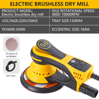 Ponceuse murale électrique portative sans balais 220V, outil électrique industriel DIY pour ponçage du métal et du bois