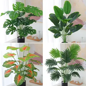 Artificial Bushes Greenery Ramas Artificiales Artificial Turtle Leaves Branches Plants Potted Green For Decoration