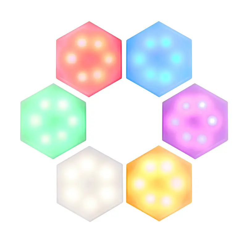DIY RGBW LED Quantum Lamp LED Hexagon Wall Lamp Touch Sensor RGBW LED Honeycomb Light Colorful Night Light Bedroom Modular Lamp
