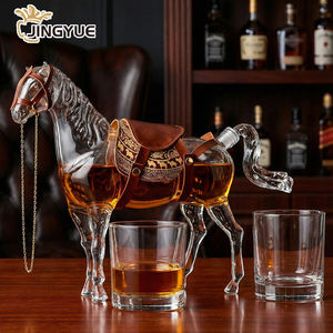Ensemble de carafe à whisky artisanale en verre en forme de cheval pour bar à domicile, avec 2 verres à whisky Old Fashioned, cadeau pour hommes, bourbon, vodka - Product Image 4