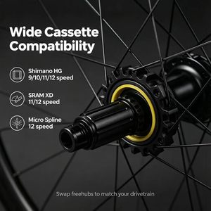 Jeu de roues TOSEEK Carbon Gravel 700c, profondeur 38/50 mm, compatible tubeless, clincher, frein à disque Center Lock, axe traversant, pour vélo de gravel, OEM - Product Image 6