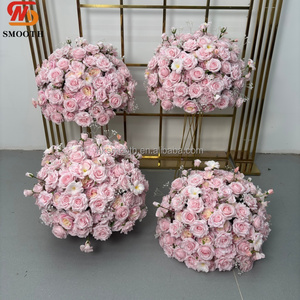 SMOOTH Blooming Pure Pink 60cm <b>Artificial</b> <b>Flower</b> Ball Classic Handmade <b>Artificial</b> Floral Wedding Centerpiece - Product Image 2