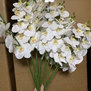 Orchidées artificielles en latex <span class=keywords><strong>de</strong></span> haute qualité, aspect réaliste, orchidées blanches, 9 têtes, tige unique, pour la décoration <span class=keywords><strong>de</strong></span> la maison, des mariages et des événements - Product Image 1