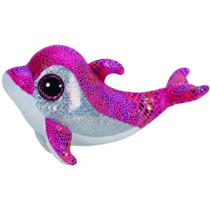गुलाबी रंग बड़ी आँखें डॉल्फिन भरवां पशु खिलौने थोक शुभंकर डिजाइन आलीशान समुद्र पशु डॉल्फिन उपहार