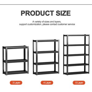 Étagère de rangement en acier à 5 niveaux, noire, réglable, à colonnes séparées, un seul emballage, présentoir pour entrepôt et balcon - Product Image 3