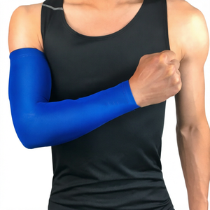 Manchon de bras de cyclisme bleu pour homme, anti-UV, protection solaire, en polyester élastique, pour le sport, l'été, l'extérieur, le fitness, la course à pied, le basketball - Product Image 1
