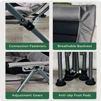 Silla Plegable de Exterior de Cinco Niveles Ajustables, Gruesa, con Reposabrazos y Bolsa de Almacenamiento para Jardín, Camping, Pesca, Parque, Playa y Picnics