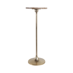 Elegante tavolino da salotto sottile in metallo con piano in marmo e base a tromba per l'arredamento della stanza - Product Image 3