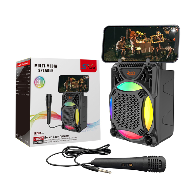 SING-E ZQS1367 Portable Smart Sound Speakers Outdoor Colorful Led Microphone Blue Tooth Speaker 3 in 1