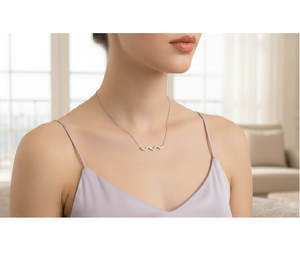 Collar de Diamantes en Zigzag de Alta Gama con Cadena, Joyería Elegante para Mujer con Brillantes Detalles de Diamantes para Aniversario o Cumpleaños - Product Image 1